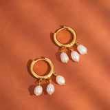 Séjour 18K Gold Non-Tarnish Petite Pearl Dangle Earring: Yellow Gold