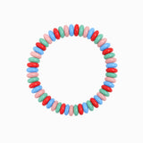 Autumn Wide Disc Marble Beaded Stretch Bracelets: Multi Blue