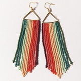 Stripe Triangle Fringe Earrings - Teal, Mint, Peach, Coral, Purple