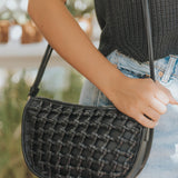 Woven Front Detail Crossbody Purse by Street Level - Black