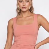 Clean Line Square Shirred Top  Red