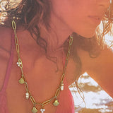 June 18K Gold Non-Tarnish Seashells Charm Necklace: Yellow Gold