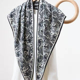 Printed Triangle Scarf  Bandana Style Wrap / Shawl Polka Dot Creamy-Black