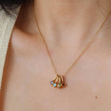 Reyna 18K Gold Non-Tarnish Five Stone Charm Necklace: Multi-Colored