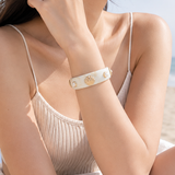 Shell Marble Resin Pearl Bangle Bracelet