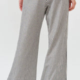 Striped Wide Leg Pants - Taupe and White