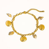 Ravello 18K Gold Non-Tarnish Seashell Charm Bracelet: Yellow Gold