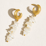Shelby 18K Gold Non-Tarnish Resort Moon and Shell Earring: Yellow Gold