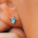 Pura Vida - Sea Turtle Silver Blue Stud Earrings