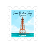 Sombrero Key Lighthouse Stamp Sticker, Florida Lighthouse