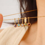 Reyna 18K Gold Non-Tarnish Five Stone Charm Necklace: Multi-Colored