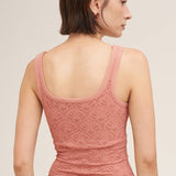 Floral Textured Lace Tank  Chocolate