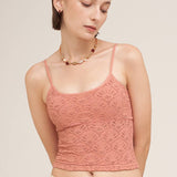 Floral Textured Lace Cami Chocolate