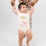 Hey Y'all Western Cotton Ringer Baby Onesie: White/Multi