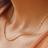 Tave 18K Gold Non-Tarnish Petite Beaded Necklace: Multi-Colored