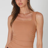 Clean Line Square Shirred Chocolate