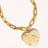 Rouelle 18K Gold Non-Tarnish Heart Chain Necklace: White