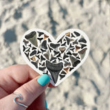 Shark Tooth Lover Sticker, Beach Sticker, Shark Tooth Heart