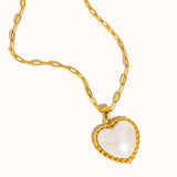 Silouane 18K Gold Non-Tarnish Heart Pearl Necklace: White
