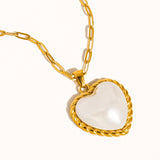 Silouane 18K Gold Non-Tarnish Heart Pearl Necklace: White