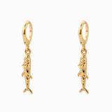 Sea Life Sardine Fish Drop Earrings: Gold