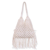 Macrame Small Cotton Scoop Tote  - Natural