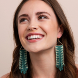 Teal & Mint Triangle Fringe Earrings