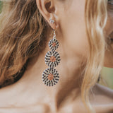 Beaded Triple Circle Earrings - Black, White, Rust