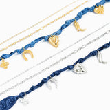 3 Layered Western Denim Bandana Scarf Necklace: Blue