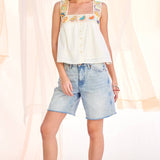 Lemons Crochet Trim Tank Top - Ivory