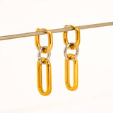 Viori 18K Gold Non-Tarnish Two Tone Link Earrings: Yellow Gold