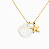 Stainless Mother of Pearl Shell and Starfish Necklace