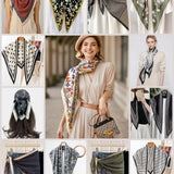 Printed Triangle Scarf Bandana Style Wrap / Shawl  Paisley Black-White