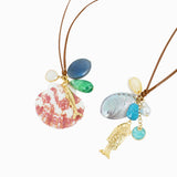 Beach Mode Coastal Mermaid Treasure Mix Charm Cord Necklace