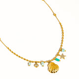 Sumner 18K Non-Tarnish Shell and Star Necklace: Green