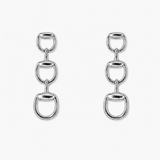 Triple Horsebit Link Drop Earrings: Gold