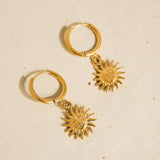 Pascale 18K Gold Non-Tarnish Sun hoop Earring: Yellow Gold