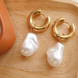 Oceana Gold Statement Large Pearl Earring: Yellow Gold
