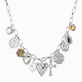 Multi 11 Charm Divine Hearts Necklace: Gold