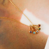 Reyna 18K Gold Non-Tarnish Five Stone Charm Necklace: Multi-Colored