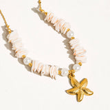Thelma 18K Gold Non-Tarnish Shell Star Necklace: Multi-Colored