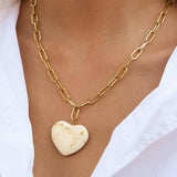 Rouelle 18K Gold Non-Tarnish Heart Chain Necklace: White