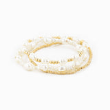 Ugly Pearl Gold Bead Mix Stretch Bracelet Set of 3