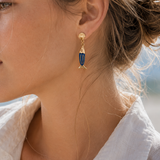 Coastal Navy Enamel Fish Drop Earrings