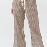 Striped Wide Pants - Brown