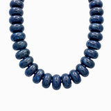 Chunky Marble Seed Bead Statement Necklace: Navy