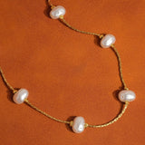 Ida 18K Non-Tarnish Petite Pearl Necklace: Yellow Gold