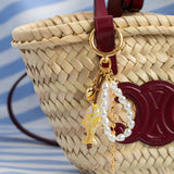 Iridescent Fish Pearl Loop Coastal Bag Charm: Ivory