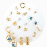 Ceramic Heart Mix Variety Earring Set of 10: Blue
