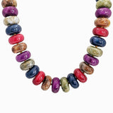 Chunky Marble Seed Bead Statement Necklace: Navy